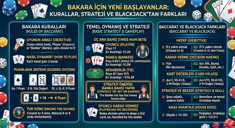 Bakara için Yeni Başlayanlar: Kurallar, Strateji ve Blackjack'tan Farkları